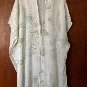 Linen Cynthia Rowley Kimono Cover-up Tropical Palm Print duster Beach